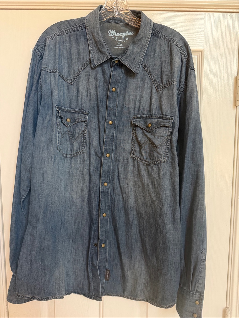 Wrangler Retro Pemium Blue Denim Western Snap Shirt